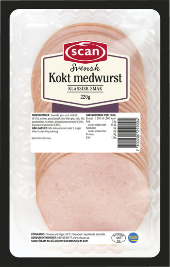 Picture of MEDWURST KOKT SKIVAD 9X220G